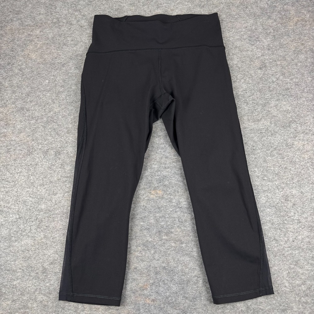 Lululemon Train‎ Times Crop 21" Black Mesh Side Panel Luxtreme W6AQMS Womens 10